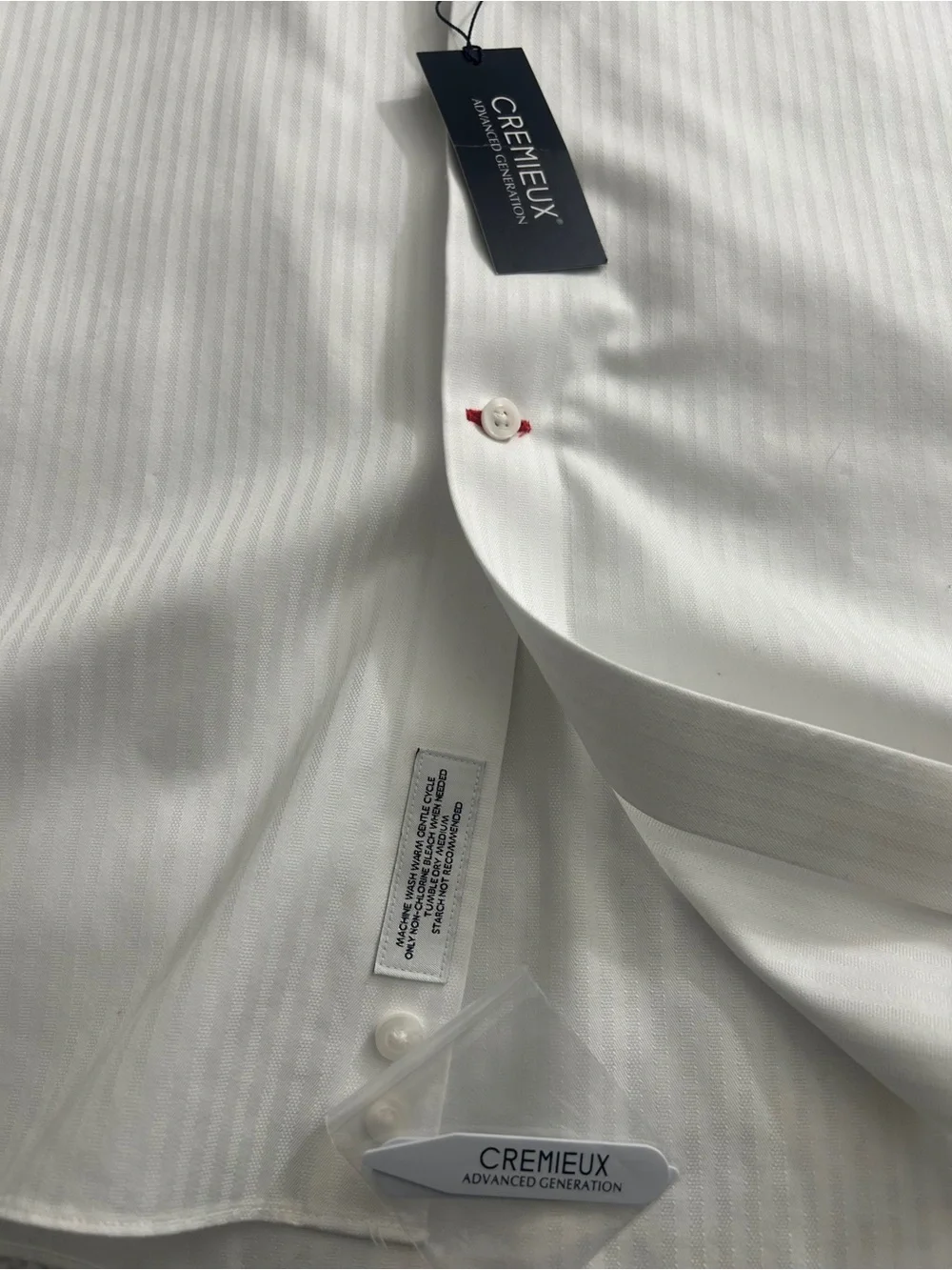 Daniel Cremieux Men’s White Long Sleeve Button Up Shirt Subtle Stripes Sz 17/35